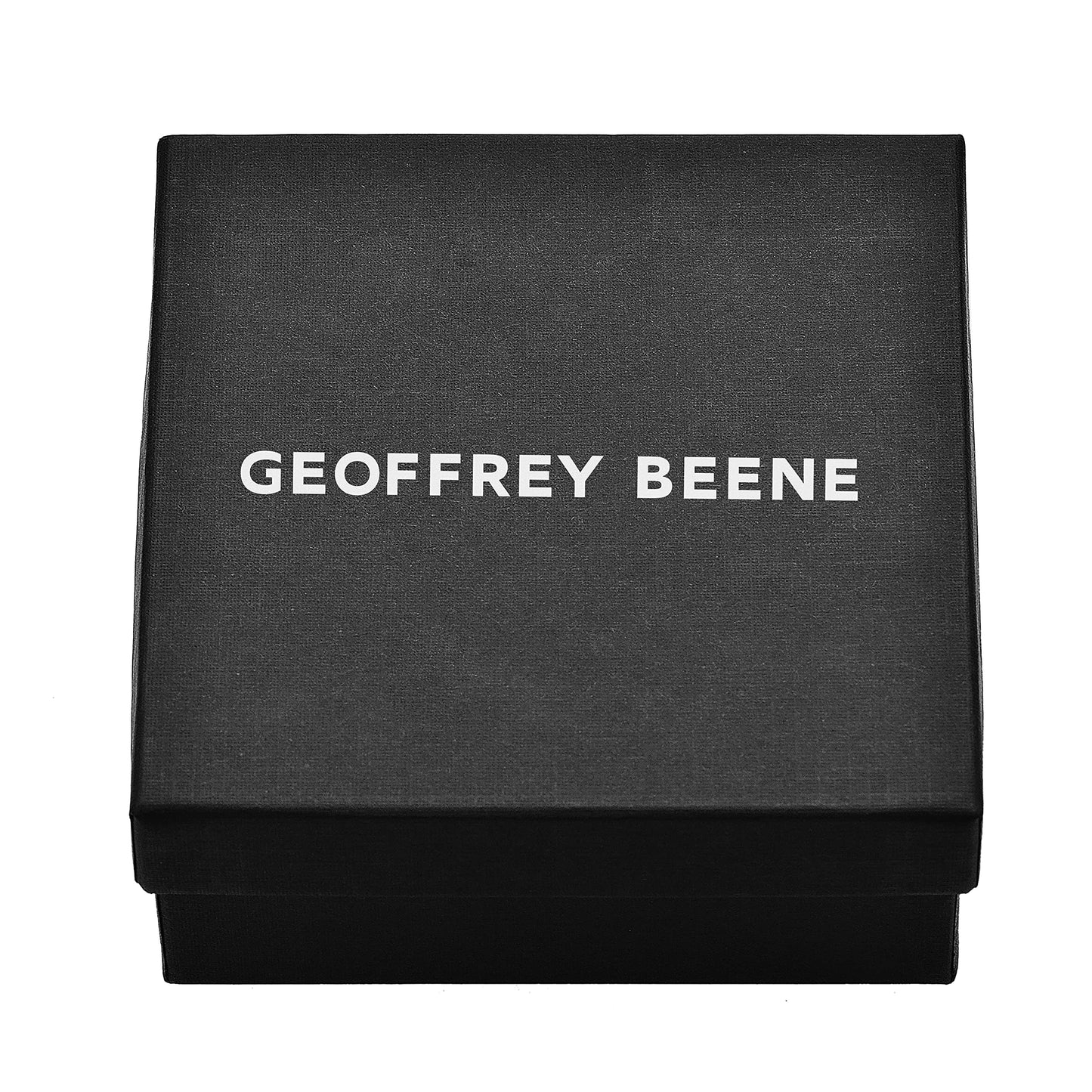 Geoffrey Beene Men's Genuine Braided Leather Bracelet with Stainless Steel Rubber Ornaments (Gold)