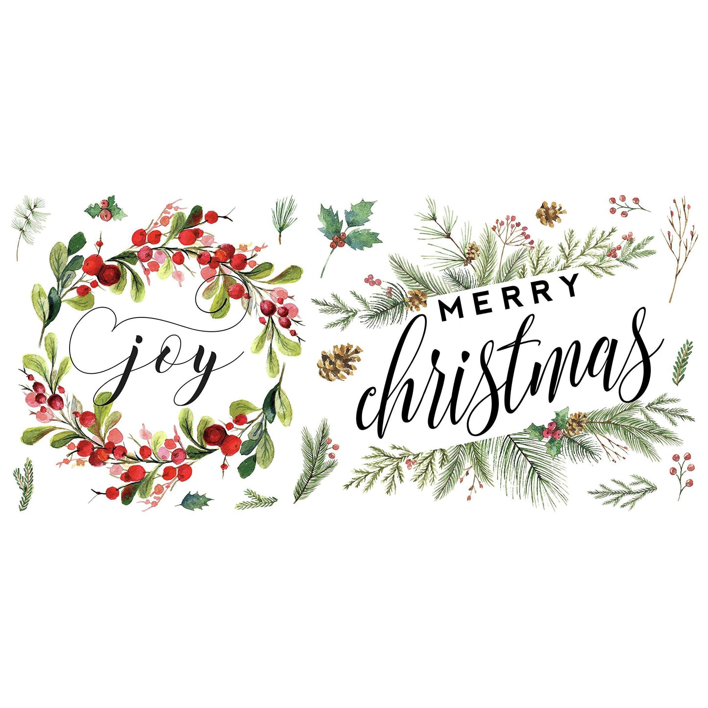 RoomMates RMK4480GM Merry Christmas Wreath Peel and Stick Wall Decals