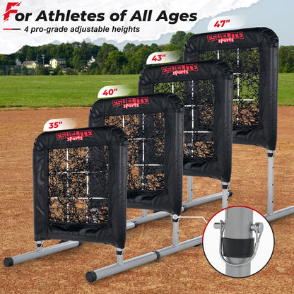 Heavy-Duty 9 Hole Pro Style Baseball & Softball Pitching Net with Strike Zone Target - Adjustable Portable Design for Training, Includes 4 Stakes & 2 Sandbags（Black Pro）