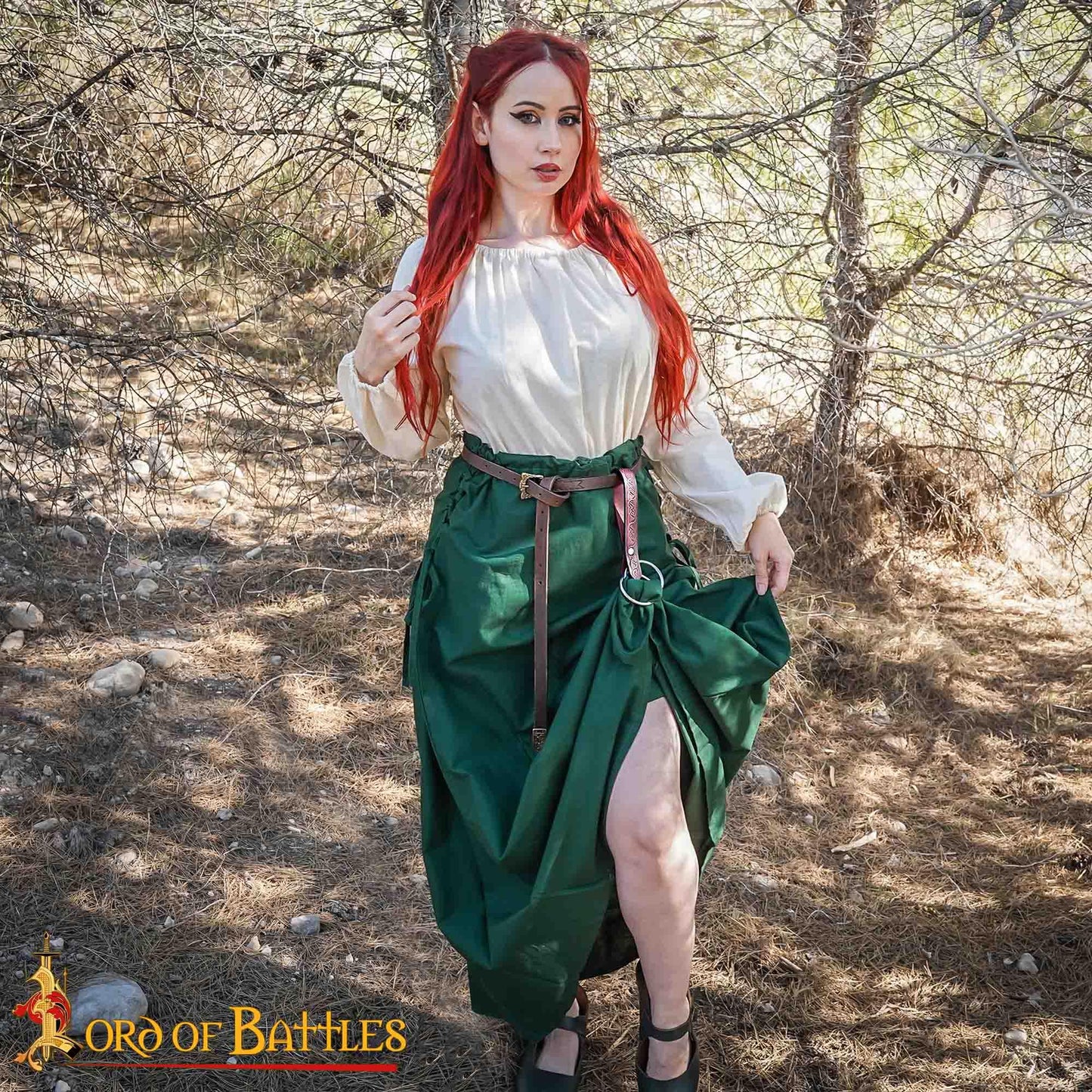 Lord of Battles 2pcs Skirt Hikes – Handmade 100% Full Grain Leather Waist Skirt Hoops Accessory for Renaissance, Cosplay (Maroon)