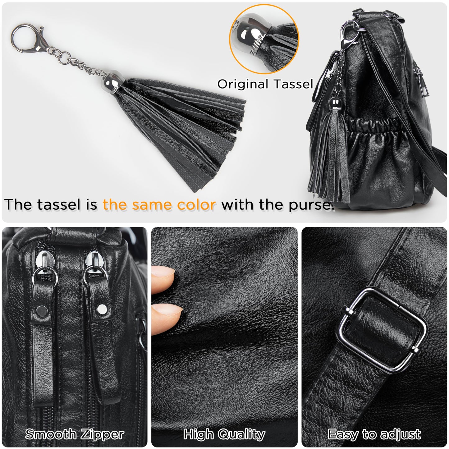 VOLGANIK ROCK Crossbody Bag for Women with Tassel Ladies Soft PU leather Purses and Handbag Pocketbooks