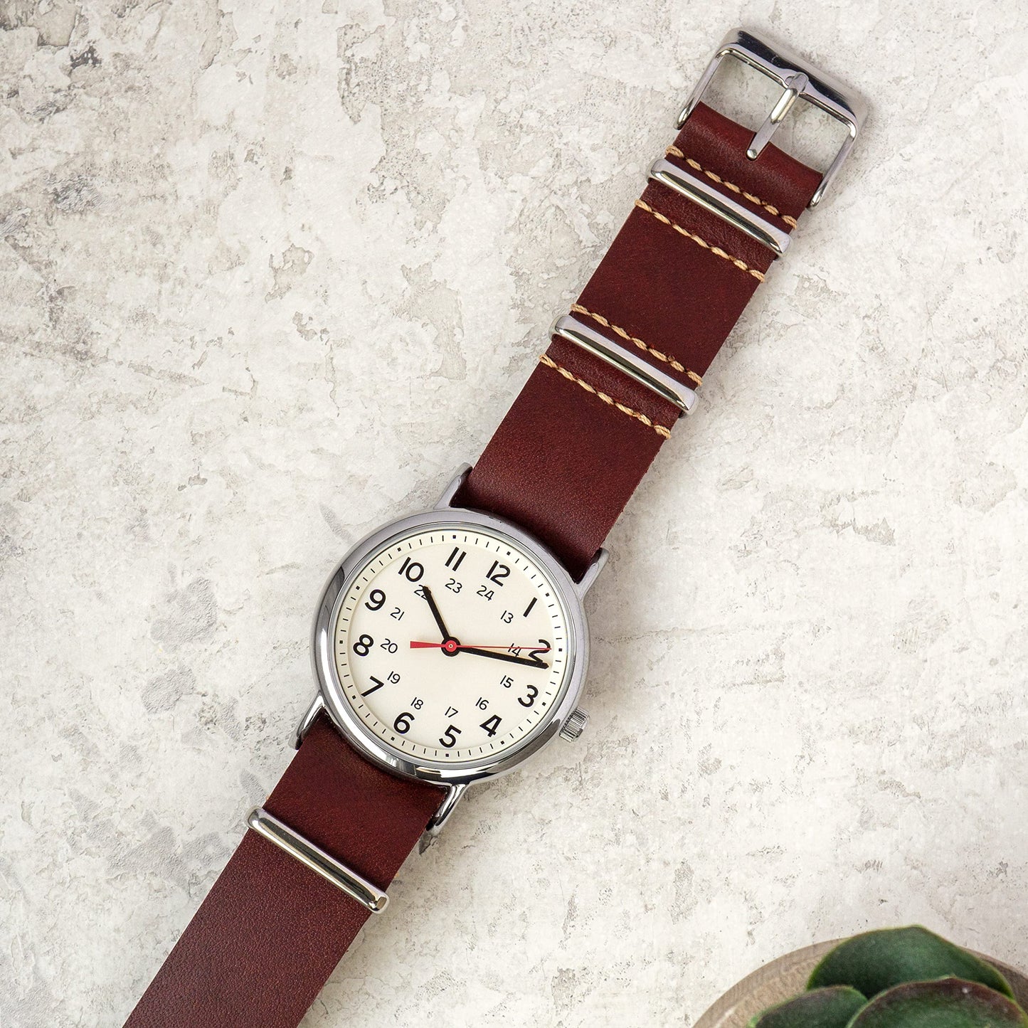 Benchmark Basics Leather Watch Band - Crazy Horse Oiled Leather One-Piece Watch Straps for Men & Women - 20mm, Oxblood