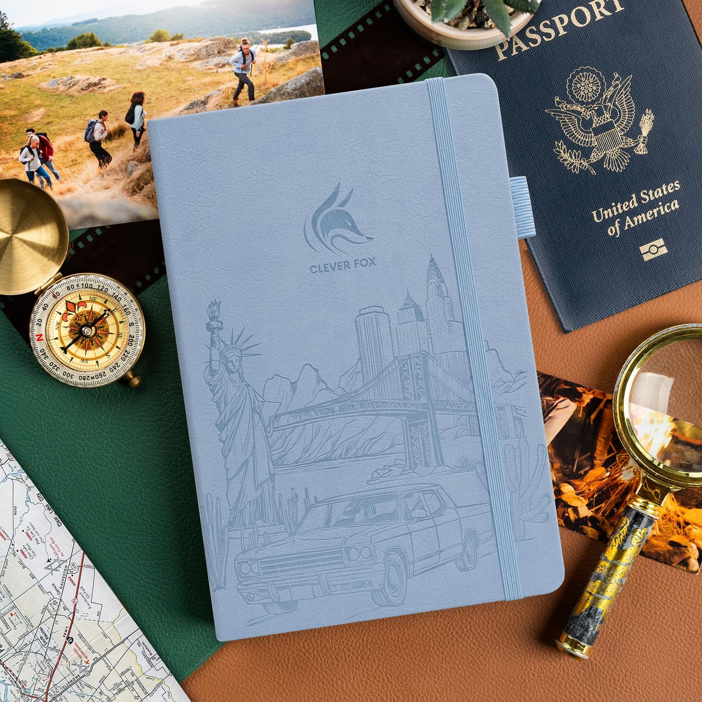 Clever Fox U.S. Travel Planner – USA 50 States Travel Journal with Bucket Lists, Trip Itinerary, Trip Budget & Expense Tracker, Hardcover Exploring United States Book (Periwinkle)