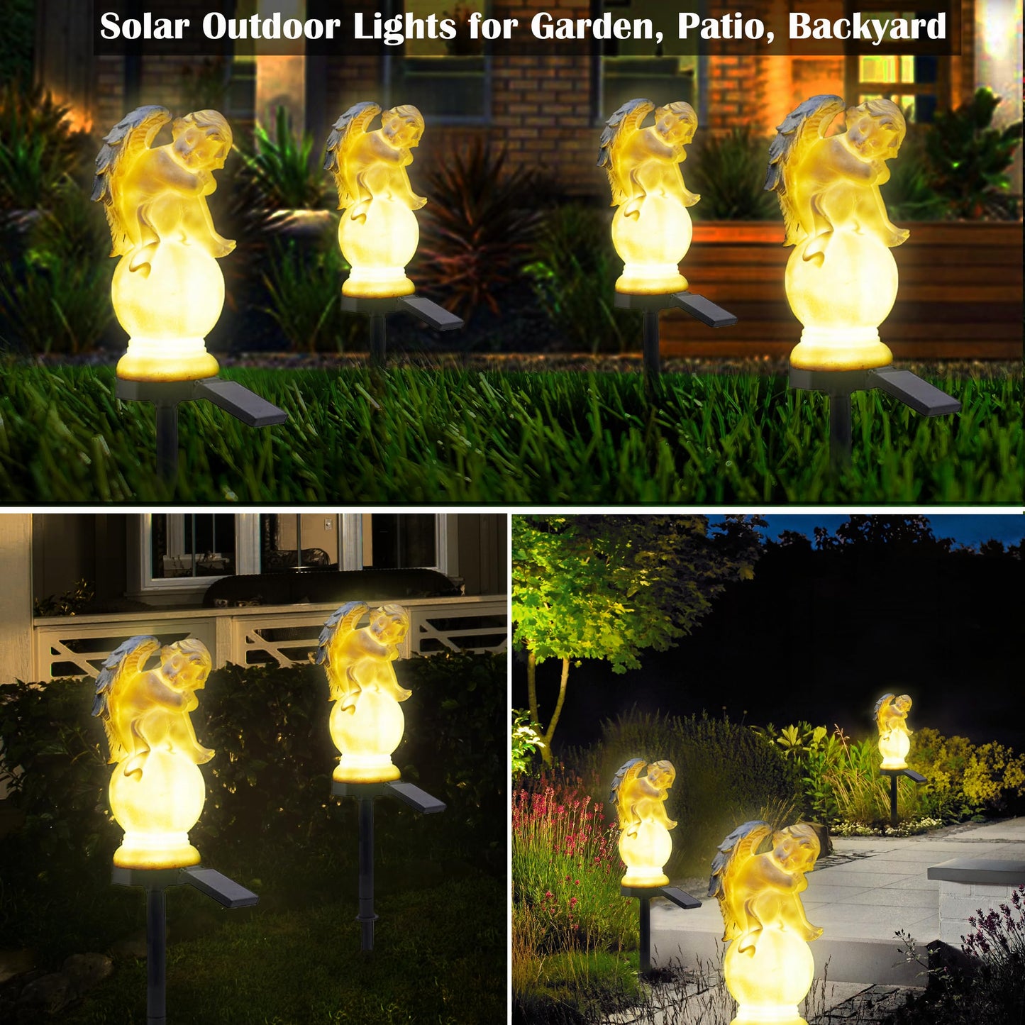 LEAHPENG Solar Angel Garden Lights - Outdoor Decorative Stake Light Waterproof for Yard Patio Pathway Lawn Ornaments Garden Christmas Decorations Angel Gifts