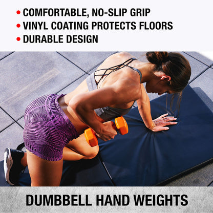 SPRI Deluxe Vinyl Coated Dumbbell Set (Pink) - 1 lb, Set of 2, Hand Weights for Muscle Toning, Step Aerobics, Strength Training, Professional-Grade Unisex Workout Equipment for Home & Gym