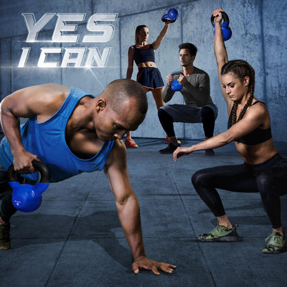 Yes4All Kettlebell, 10 lb Vinyl Coated Cast Iron Kettlebell Set of 2 for Home Gym Exercises, Heavy Weights Gym, Fitness, Full Body Workout Equipment, Push up, Grip, Strength Training - Blue