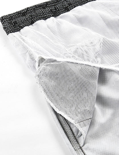 ELETOP Men's Swim Trunks Quick Dry Bathing Suit Swimming Board Shorts Mesh Lining Beach Swimwear Stripe Grey M