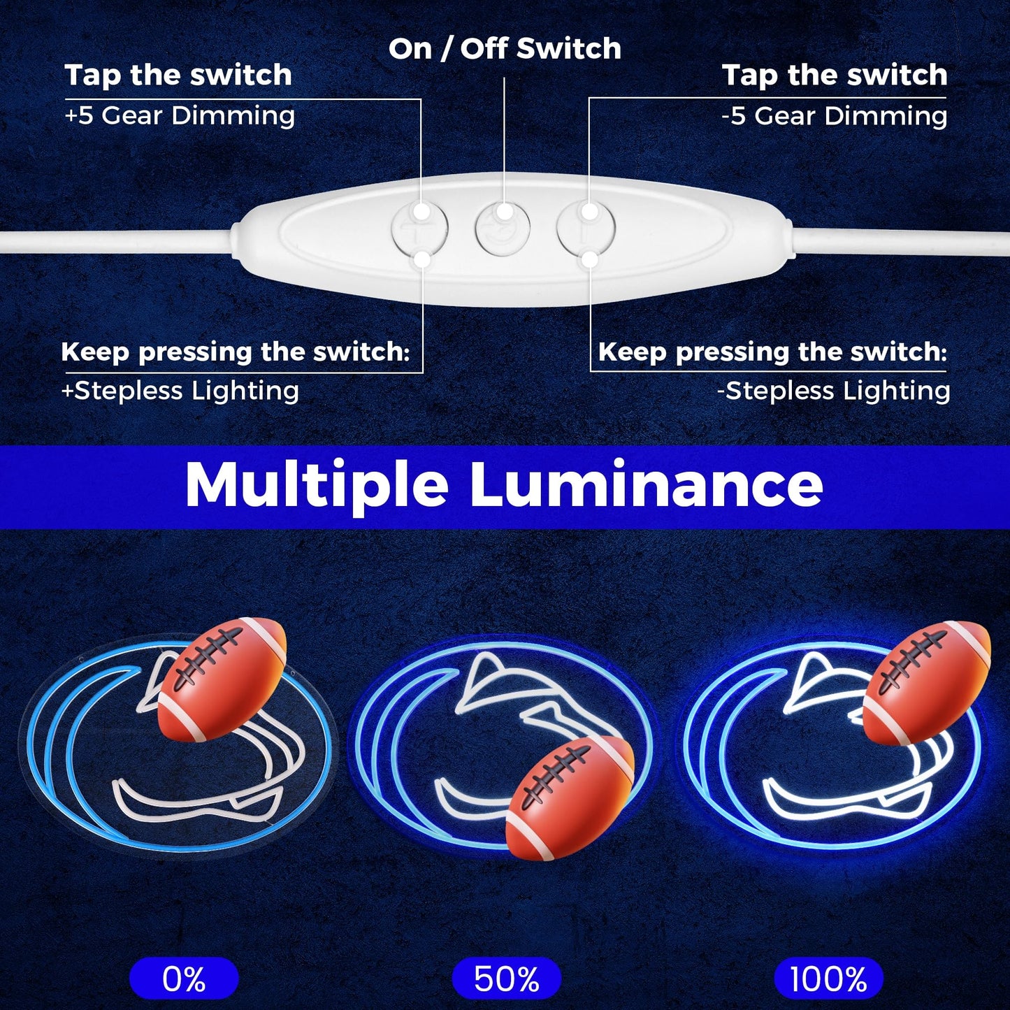 University Team Neon Sign, Light Up Dimmable College State Football SoccerTeam Logo Led Neon Sign Light Hanging for Wall Decor, Bedroom, Dormitory, Man Cave, Birthday Christmas Gift