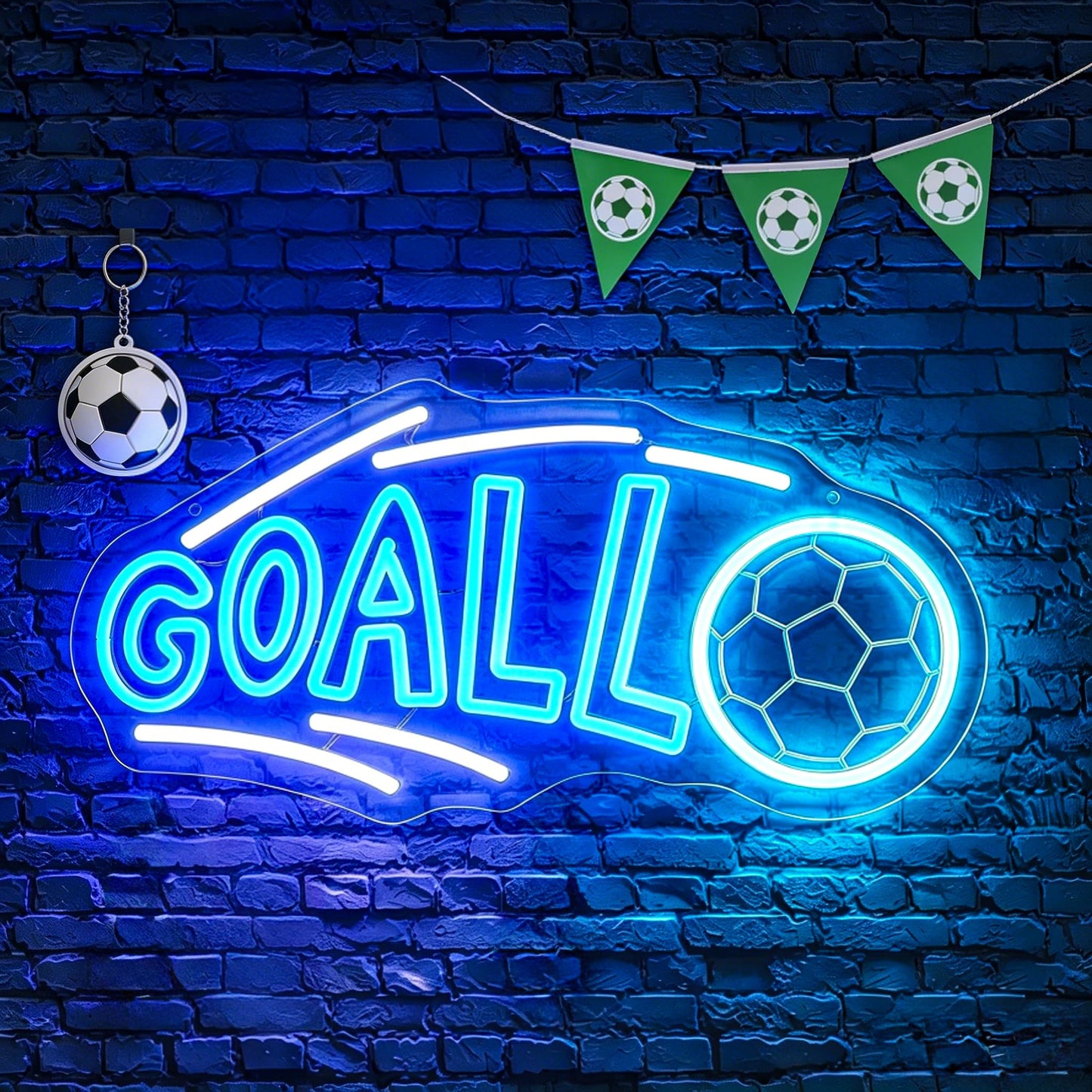Gdbkabf Soccer Neon Sign, Goal Neon Signs for Wall Decor - Dimmable Football LED Signs for Fans, Sports Themed, Bedroom, Man Cave, Gaming Room, Home Decor - USB Powered Light Up Sign Decorations Gift