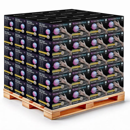 Raxwell Clear Vinyl Disposable Gloves 3 mil Medium - 98-Cases per Pallet, 1000ct/Case