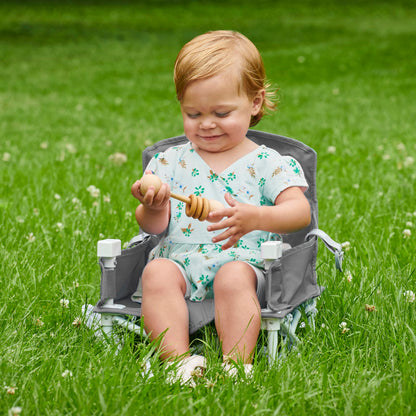 Regalo My Chair 2-in-1 Portable Travel Booster Seat & Activity Chair, Bonus Kit Includes, Oversized Removable Tray with Cup Holder, Gray