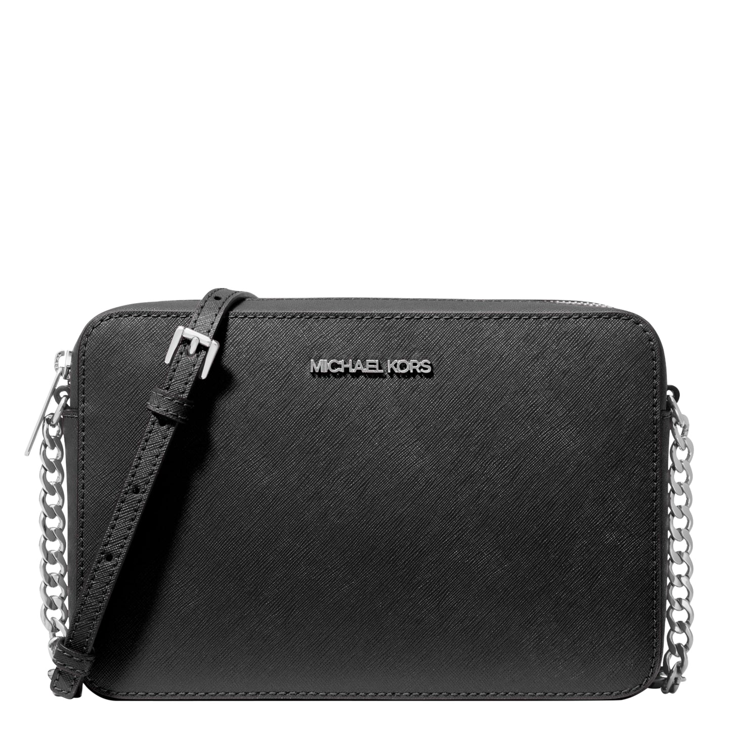 Michael Kors, Women's, Jet Set Large Crossbody Bag, Gold-Tone Hardware/Saffiano Leather/Black