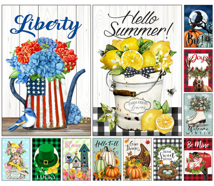 Double Sided Seasonal Garden Flags - Yard Flags Made of 100D Polyester - 12 Holiday Design Flags for All Seasons - Spring, Winter, Christmas, Thanksgiving - 12.75x18.5 Inch (Without Flagpole)