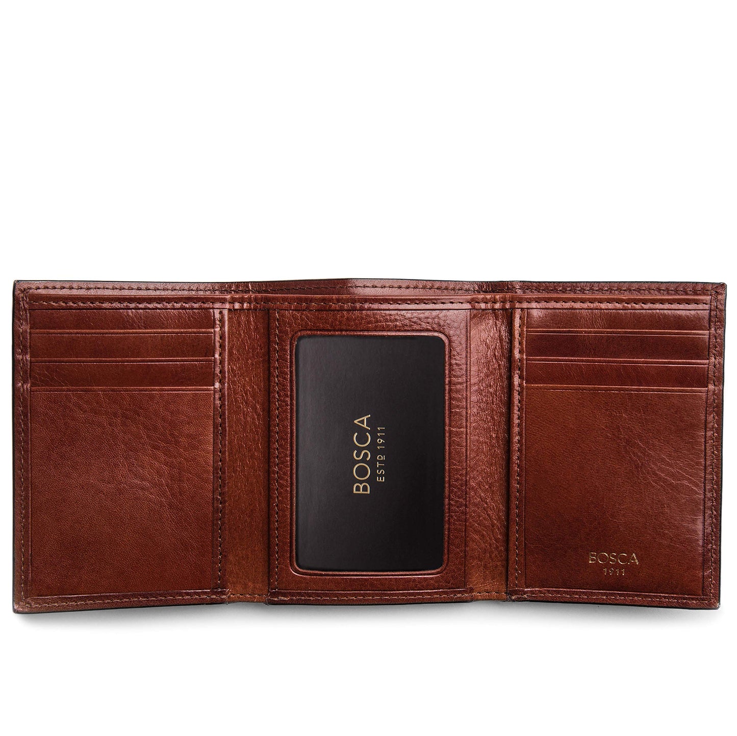 Bosca | Men’s Double I.D. Trifold Wallet w/RFID Blocking in Italian Old Leather