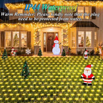 8ft x 8ft Net Lights, 180LED Gazebo Lights Outdoor 8 Modes Timer, Waterproof Connectable Christmas String Lights Clear Wire Plug in for Bushes Patio Pergolas Garden Holiday Party - Warm White