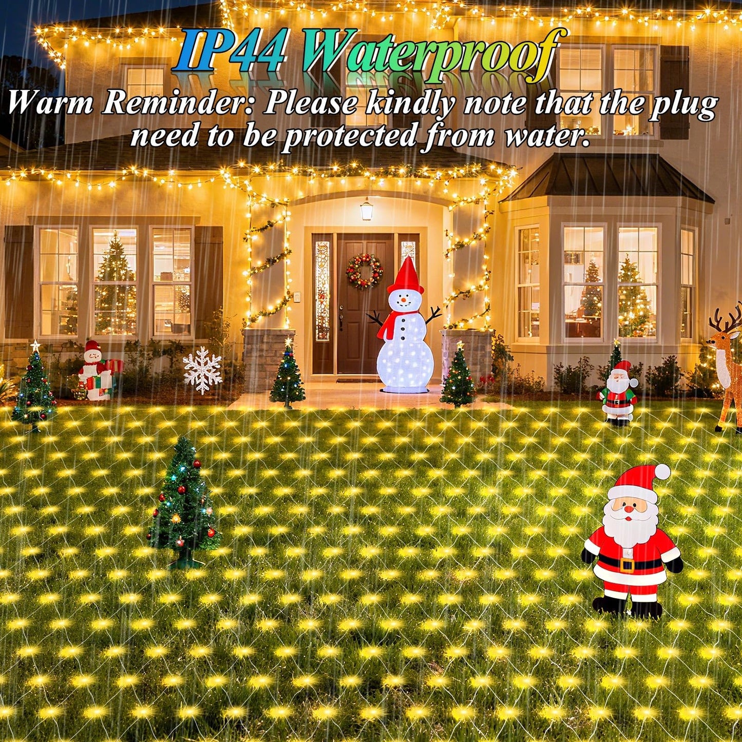 6.6ft x 6.6ft Christmas Net Lights, 160LED Gazebo Mesh Lights Outdoor 8 Modes Timer, Waterproof Connectable String Lights Clear Wire for Bushes Patio Pergolas Garden Holiday Party - Warm White
