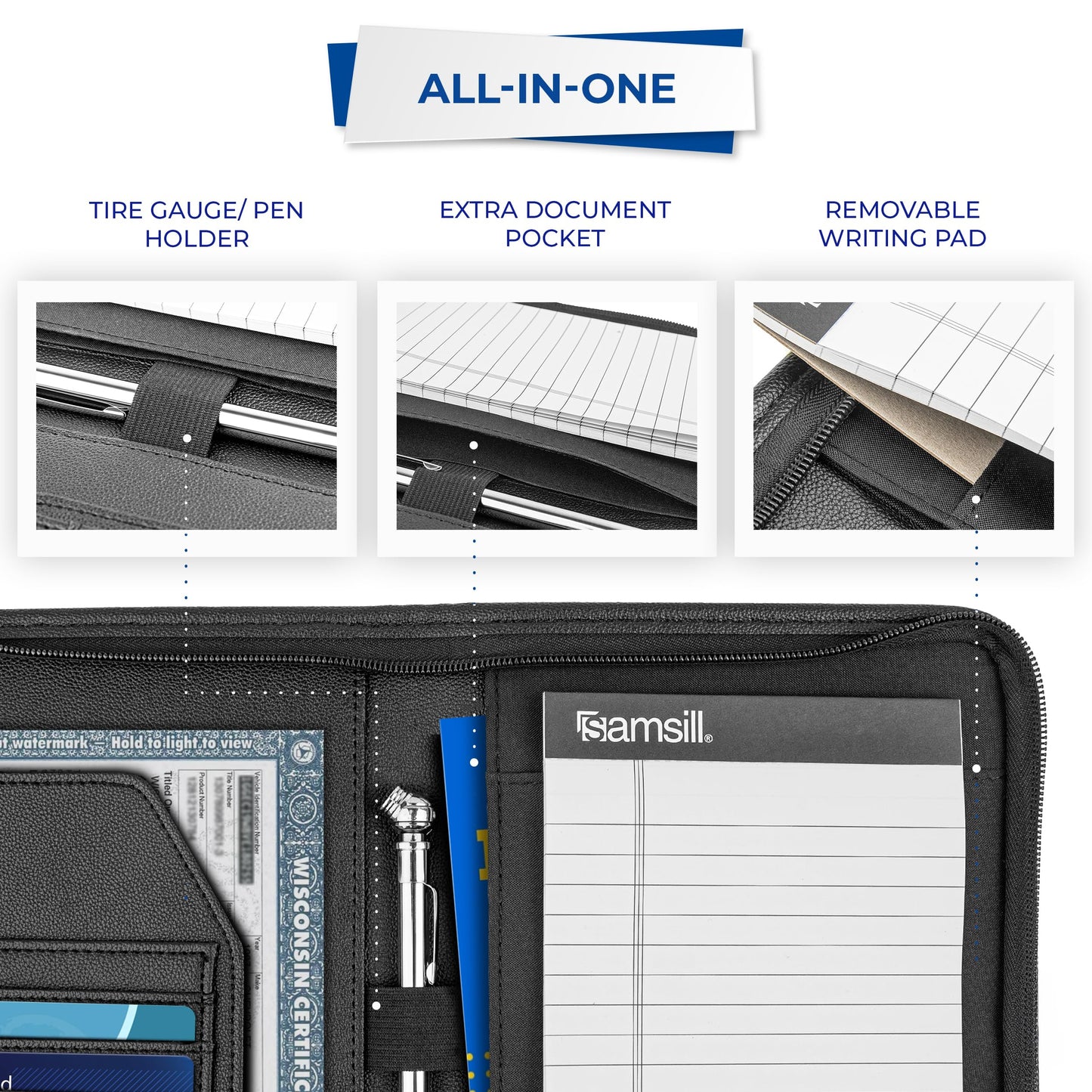 Samsill Car Registration and Insurance Holder, Owner's Manual Glove Box Organizer, 7.25 x 10 inches, Car Document Holder, Black