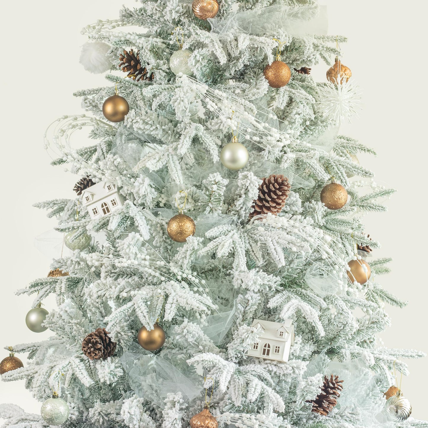 KI Store 8pcs White Weeping Glitter Berry Christmas Tree Picks Spray for Christmas Tree Decor Floral Displays