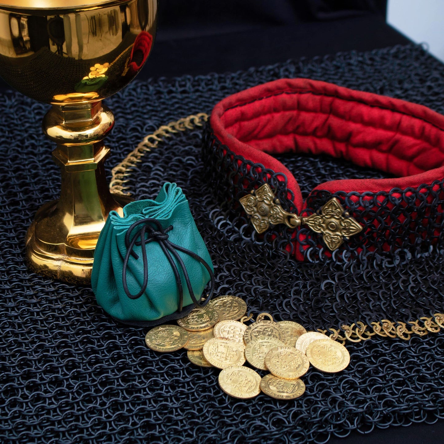 Medieval Drawstring Waist Pouch Viking Leather Pouch with 100% Suede Renaissance Cosplay Accessory for Medieval Events, LARP, SCA, Reenactment, Renfair - Green