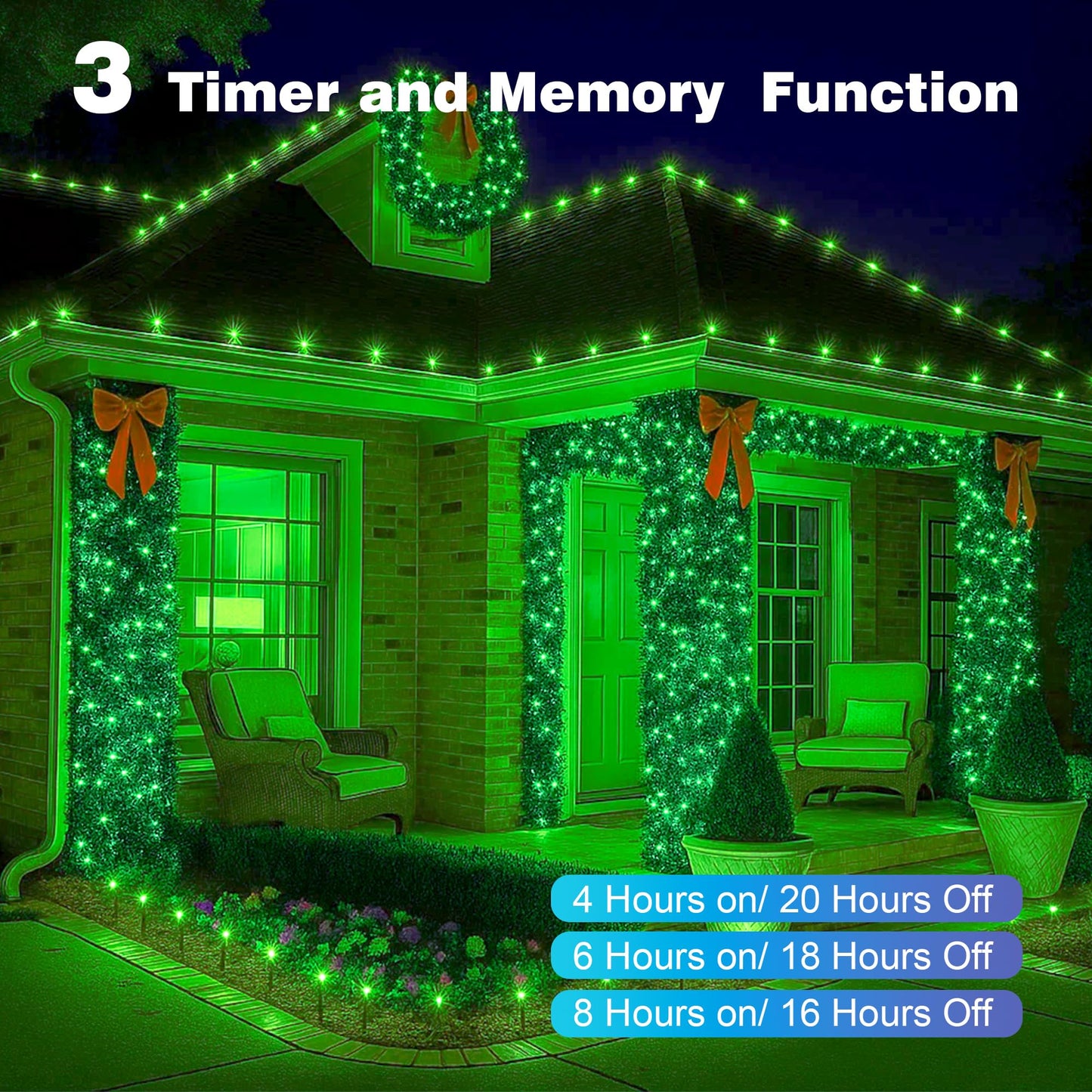 Domolli Christmas Lights 500LED 164FT, Waterproof Christmas Tree Lights with 8 Modes, Remote Control 3 Timers & Memory Function Xmas Decorations for House and Holiday (Green)