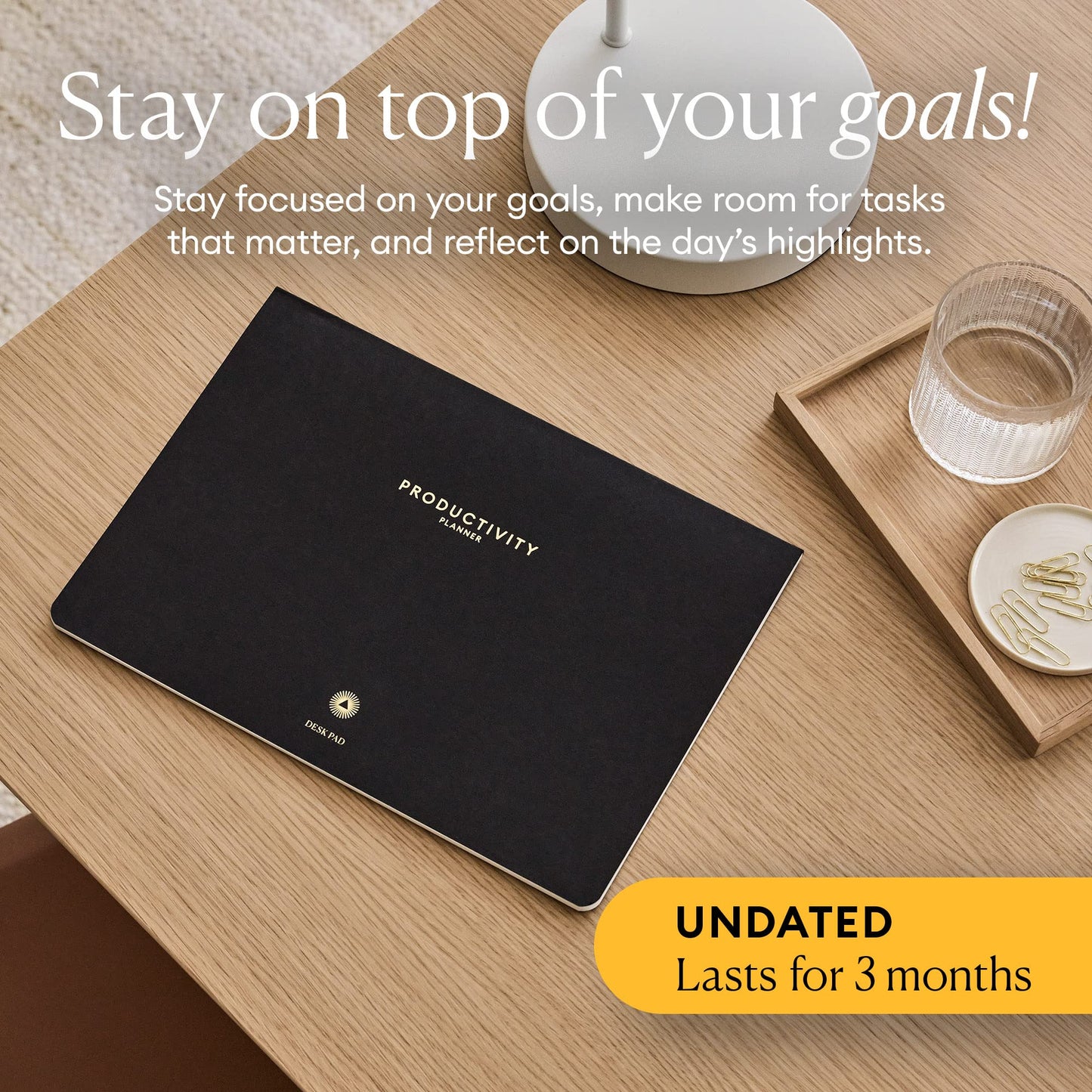 Intelligent Change - Daily Desk Pad, 3-Month Productivity Planner, Tear-Out Deskpad for to-Do List, Productivity Tools for Time Management and Mindfulness, A4 Size, Black