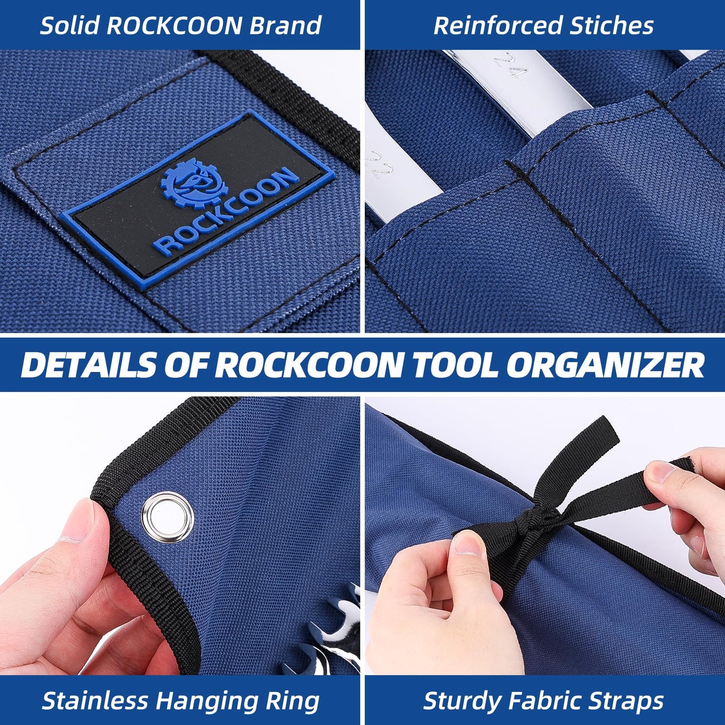 【NO TOOLS】ROCKCOON 16 Pockets Wrench Roll Organizer for 6-32mm Wrenches, Heavy Duty Waterproof Tool Pouch for Wrenches/Screwdrivers/Pliers (Empty Bag Only)