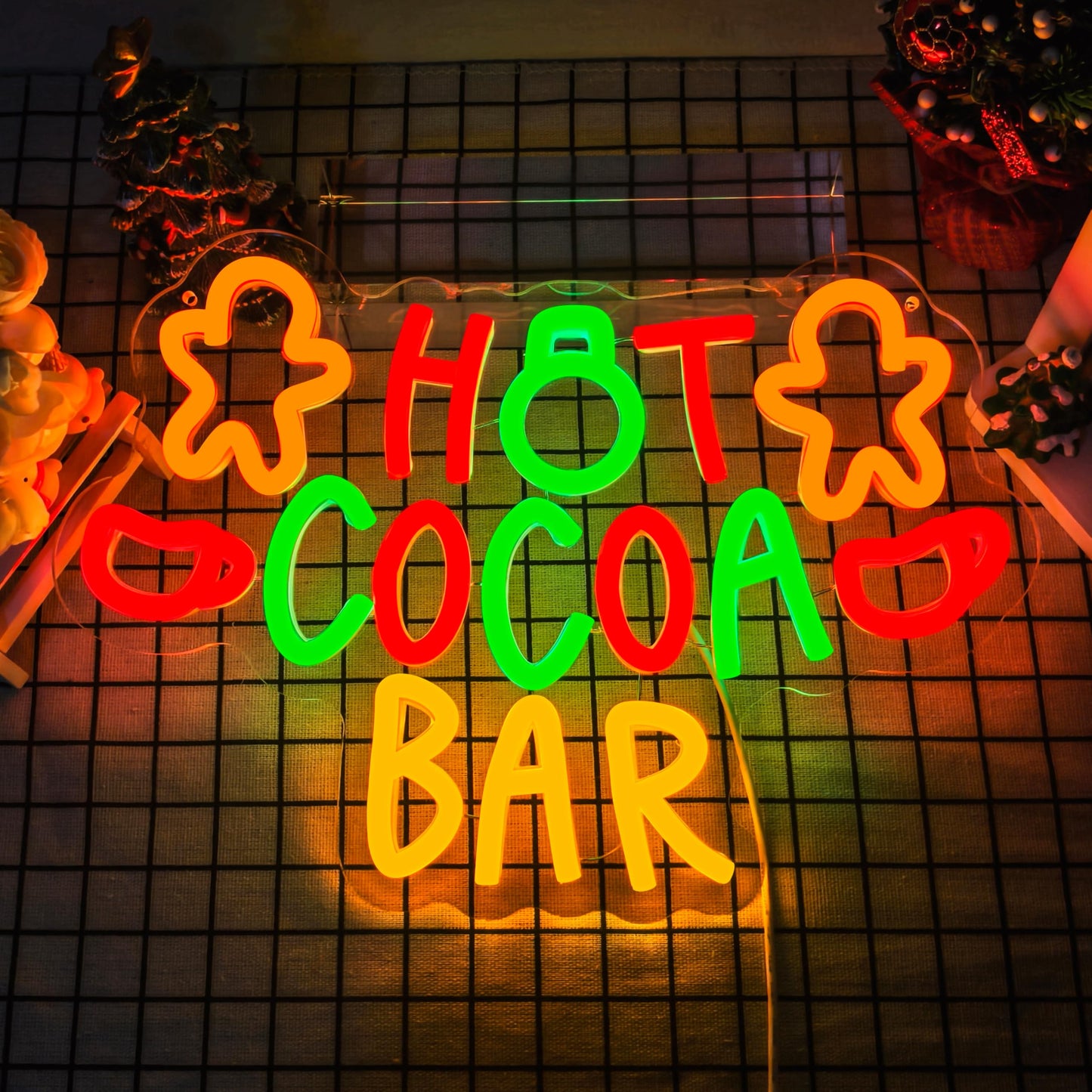 Hot Cocoa Bar Neon Sign for Wall Decor Christmas Neon Sign Dimmable Christmas Neon Light Sign for Holiday Party Home Bar