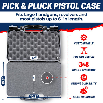 Cedar Mill Fine Firearms TSA Approved Gun Case - Gun Carry-on Bag for Handgun & 9mm Pistol, Revolver - Airline Approved Hard Case - Travel Pistol Carrying Bag (12.3” x 10.5”)