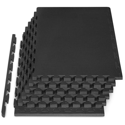 ProsourceFit Weaved Pattern Extra Thick Exercise Puzzle Mat 1-inch, EVA Foam Interlocking Tiles for Protective, Cushioned Flooring for Home and Gym Equipment; Black, 24 SQ FT, 6 Tiles