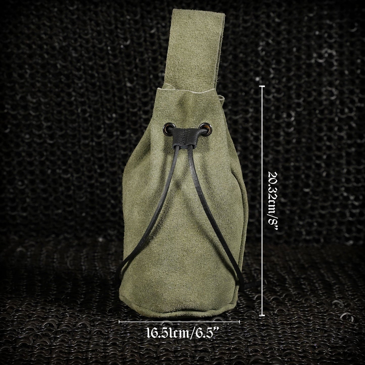 Mythrojan Drawstring Belt Bag Renaissance Costume Accessories Medieval Suede Leather Purse Viking Coin Jewelry Pouch Waist Bag for LARP, Festivals, Renfaire, Reenactments Green- 8" x 6.5"