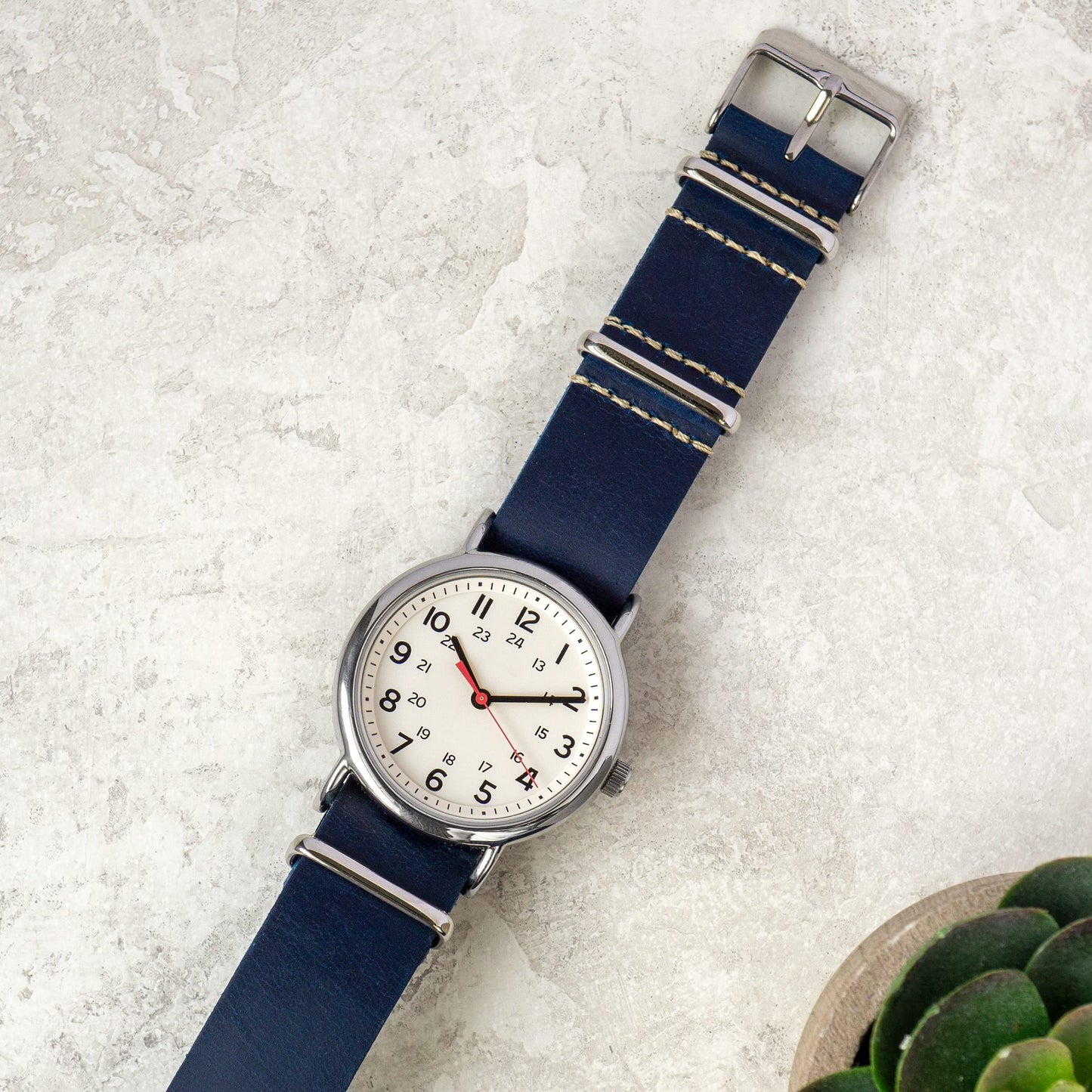Benchmark Basics Leather Watch Band - Crazy Horse Oiled Leather One-Piece Watch Straps for Men & Women - Choice of Color & Width - 18mm, 20mm, 22mm or 24mm (20mm, Navy Blue)