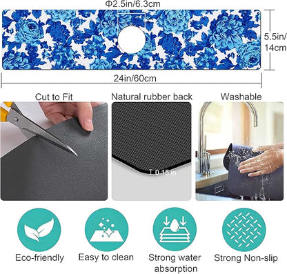 Kitchen Sink Splash Guard Faucet Mat Super Absorbent Fast Drying Mat Sink