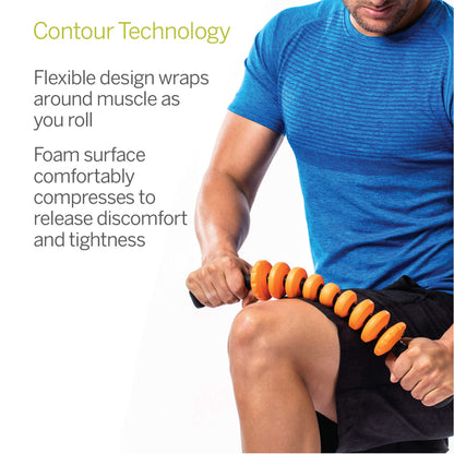 TRIGGERPOINT Performance Therapy STK Contour Flexible Handheld Massage Foam Roller with Ergonomic Handles, 19.5-Inch