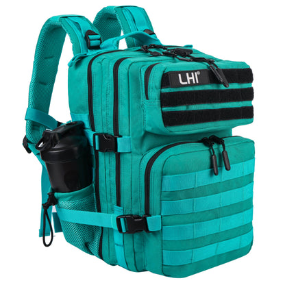 LHI Tactical Military Backpack for Men and Women 25L Army Assault Pack Bag Large Rucksack with Molle System-Lake Blue