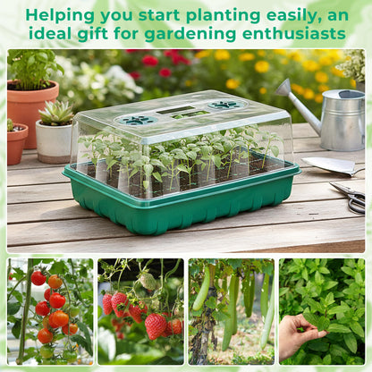 Hanaoyo 192 Cells Seed Starter Tray, 4 Packs Seed Starter Kit with Humidity Vented Domes and High Lid, Germination Kit for Indoor Greenhouse Seed Starter