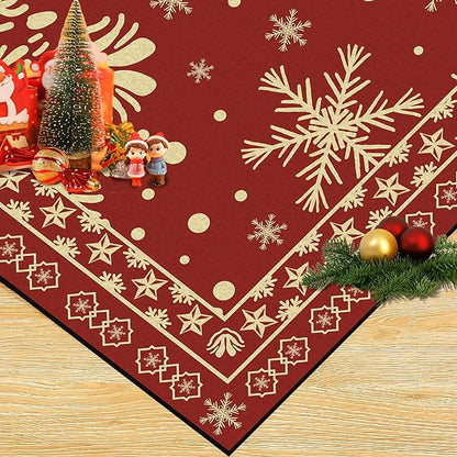 3' X 5' Christmas Area Rugs Snowflake Rug Washable for Indoor Entryway Bedroom Living Room Dorm Laundry Classroom Red Xmas Doormat for Kids Girls Women Floor Mat Pad Carpet