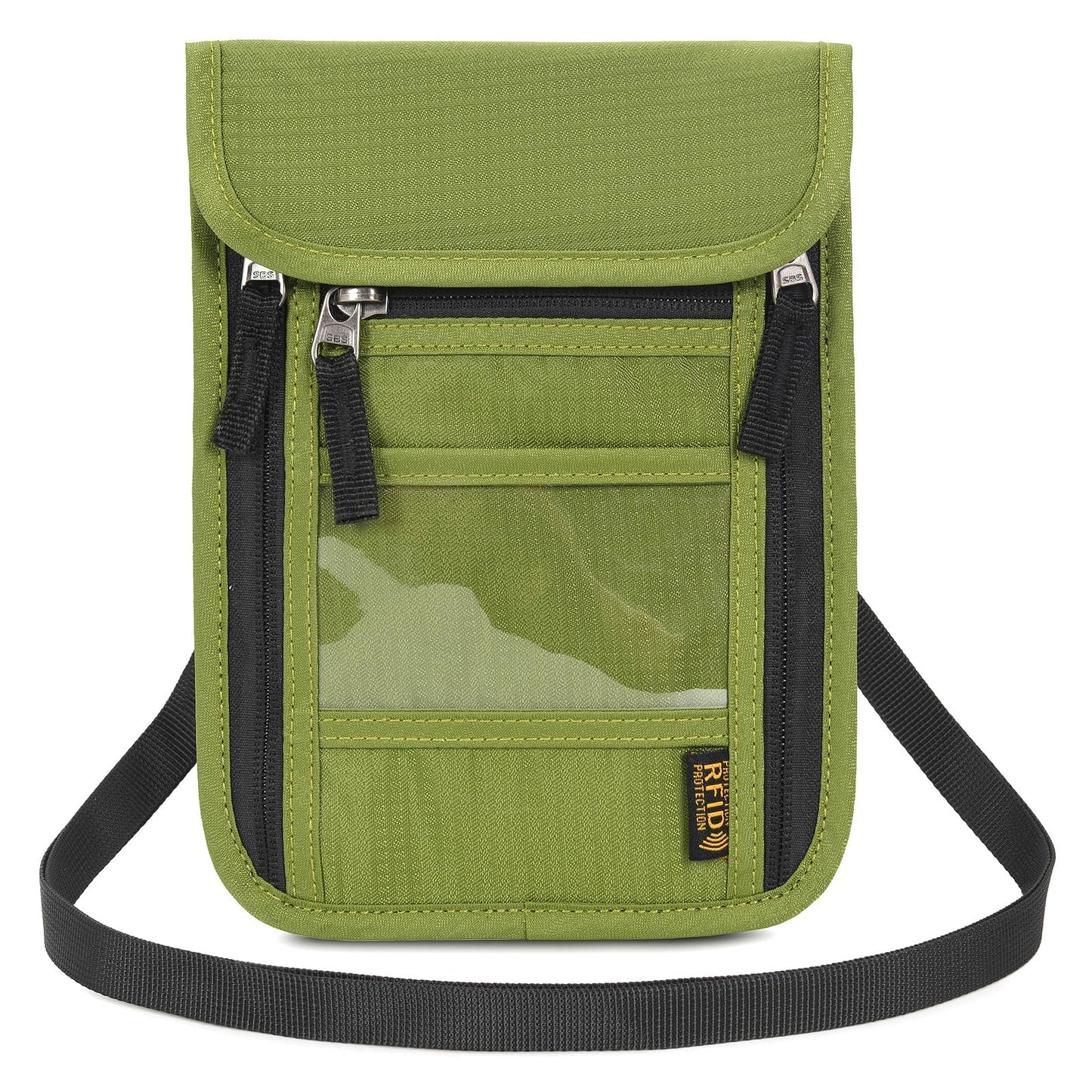 Neck Wallet Lightweight RFID Blocking Waterproof Travel Pouch Passport Wallets for Women Men （B-Green）