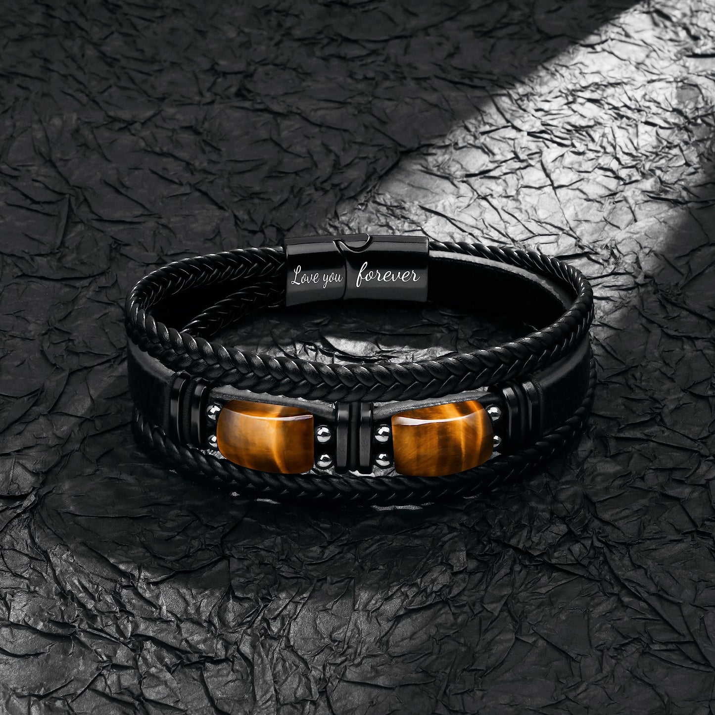 JoycuFF Gift for Boyfriend from Girlfriend to My Love Leather Bracelet for Men Love You Forever Birthday Anniversary Present Thank You Gift