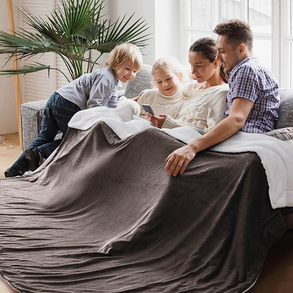 Bedsure GentleSoft Sherpa Fleece Oversized Cal King Blankets for Bed - Thick and Warm Throw for Men, Soft Fuzzy Plush Large Blanket for Winter, Brown, 112x98 Inches
