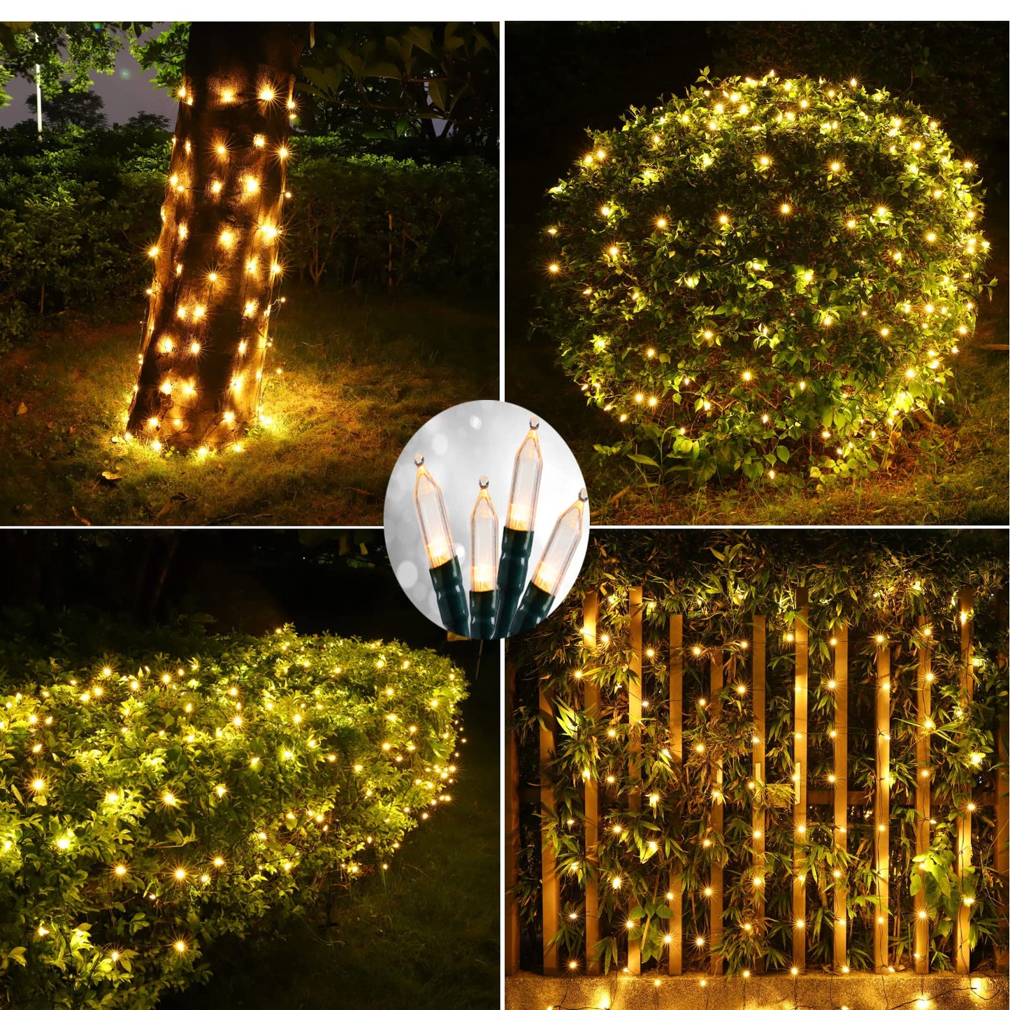 Efunly LED Christmas Net Lights for Bushes Outdoor,100 LED 5ftx5ft Waterproof 8 Modes Connectable Mesh Lights for Bushes,Garden,Yard,Trunk,Outdoor Christmas Decorations