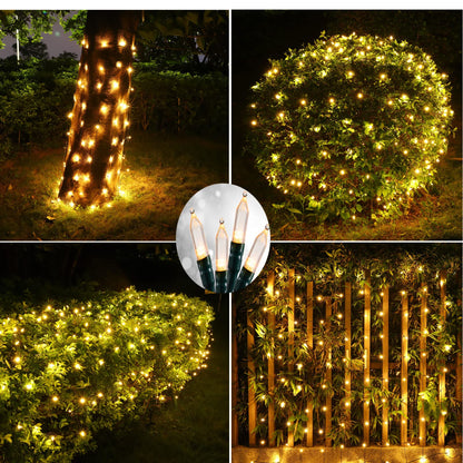 Efunly LED Christmas Net Lights for Bushes Outdoor,100 LED 5ftx5ft Waterproof 8 Modes Connectable Mesh Lights for Bushes,Garden,Yard,Trunk,Outdoor Christmas Decorations