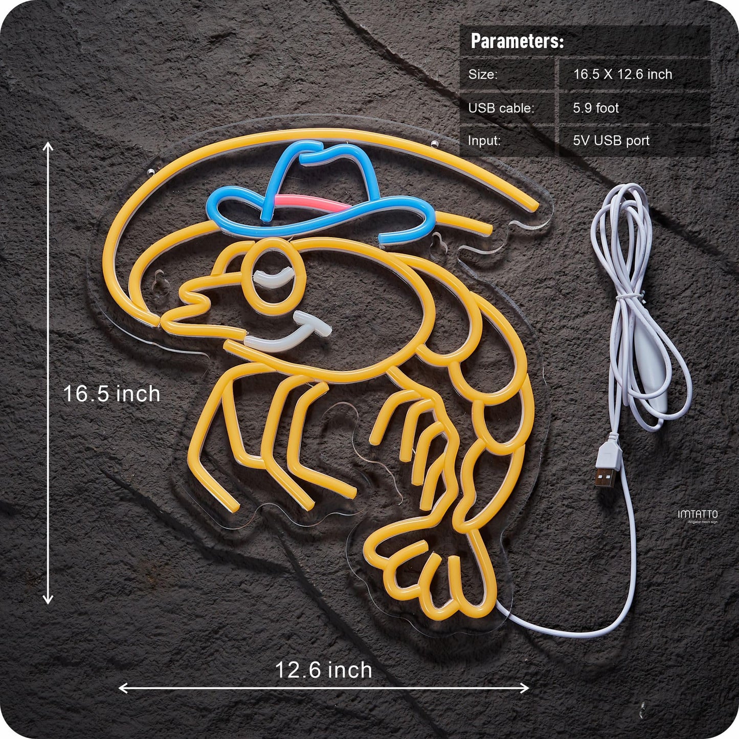 Shrimp Neon Sign Cowboy lobster LED Light for Wall Decor Seafood Light Up Signs Wall Art for Seafood Restaurants Pub Store Man Cave (Orange Shrimp)