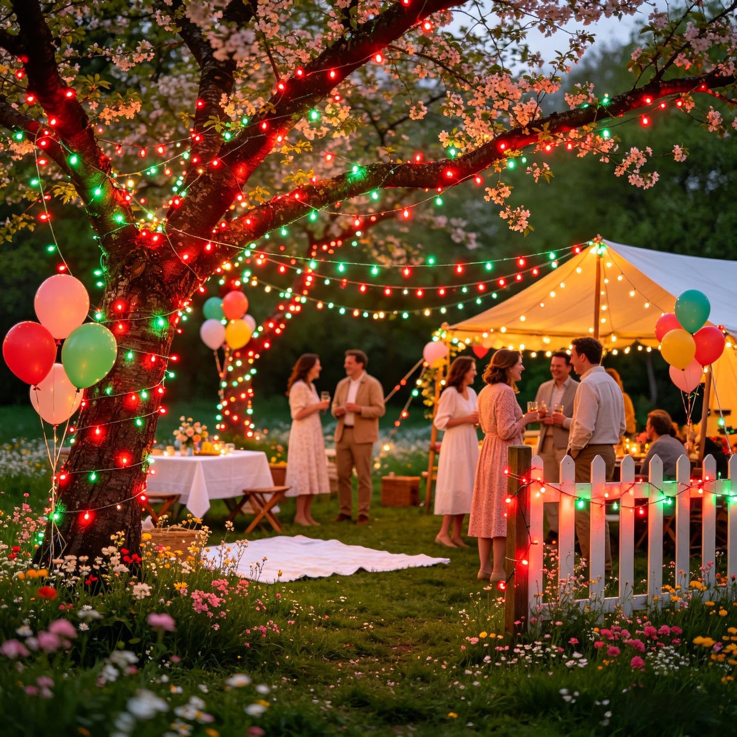 300 LED Red & Green String Lights, 75FT Connectable Fairy Lights with 12 Modes Dimmable Timer, Spring Decorations for Home, Tree Lights Indoor for Spring Summer Birthday Party Christmas Decorations