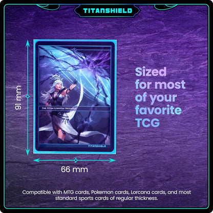 TitanShield (150 Sleeves, Black) Compatible with Standard Sized Board Games, MTG Magic The Gathering, Pokemon, Lorcana and Trading Cards 2.5" x 3.5" 66x91mm