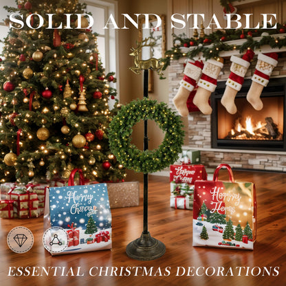 Linton Arts Adjustable Cast Iron Reindeer Wreath Stand – Front Door Wreath Hanger & Display Hook,Wreath Stands for Display, Hats & Ornaments, Christmas Holiday Doorway Decor【wreath stand】