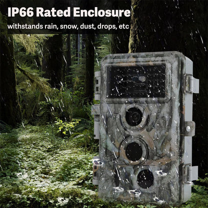 64MP 1296P Trail Camera, 0.1s Trigger 120° Wide Angle Game Camera, Outdoor No-Glow Infrared Trail Cam with Night Vision Motion Activated IP66 Waterproof for Hunting Wildlife Deer Monitoring Security
