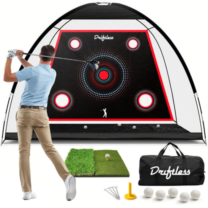 Golf Net – 10x7 ft Practice Net for Backyard Driving, Indoor Hitting Net with Mat, A Great Gift for Golfers or Dad – Golf Training Aid