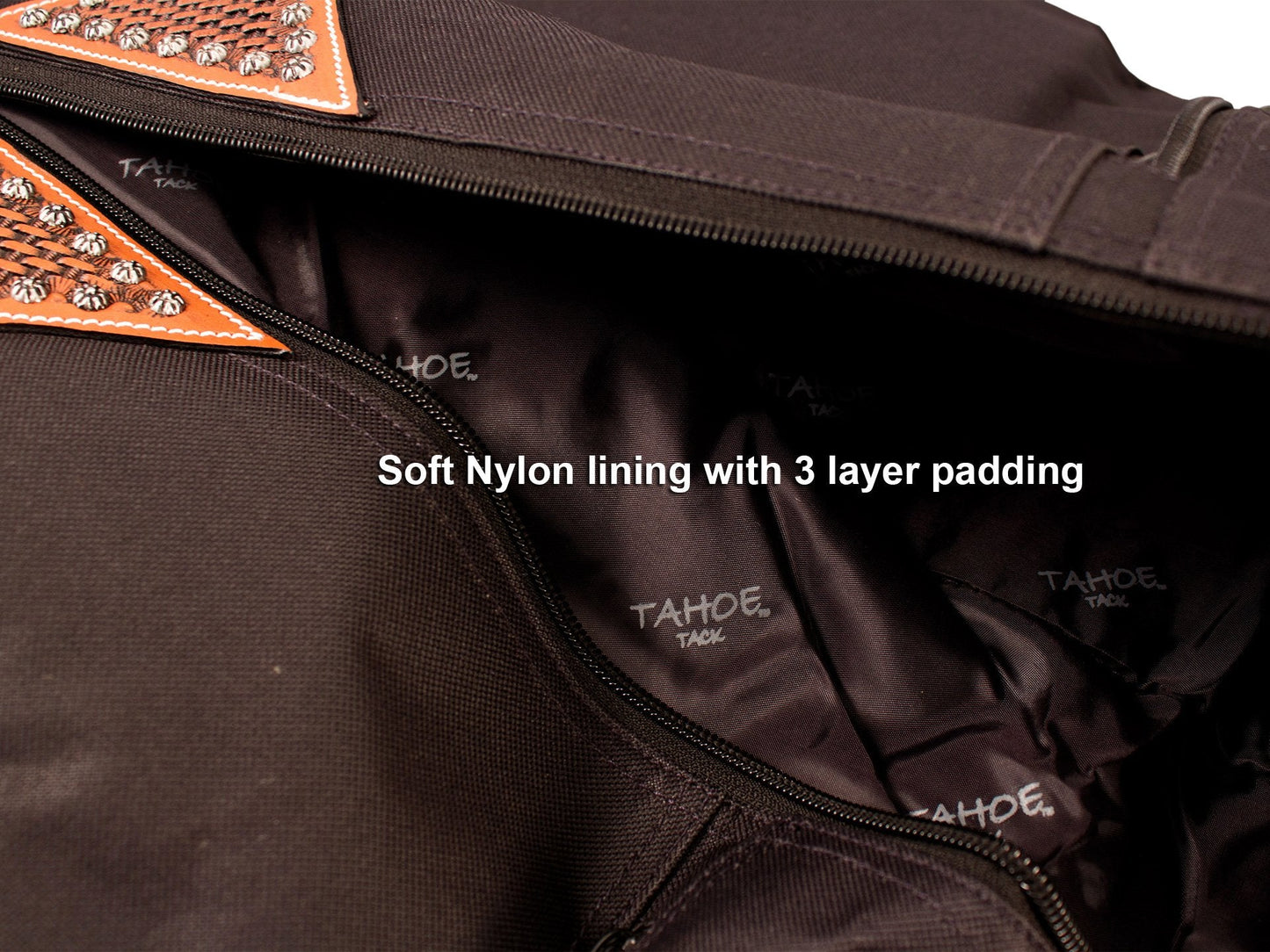 Tahoe Premium Durango Western Garment Carry and Storage Bag - Three Layer Waterproof Padded Construction - Hand Tooled Basket Weave Leather Accents