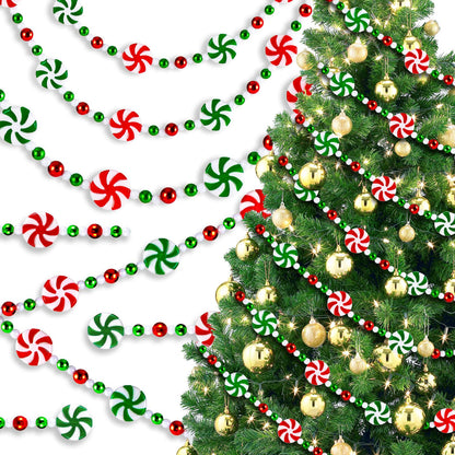 Christmas Tree Candy Garland, Christmas Decorations Hanging Peppermint Garland for Meeting Wreaths Home Fireplace Ornaments (10 Feet)