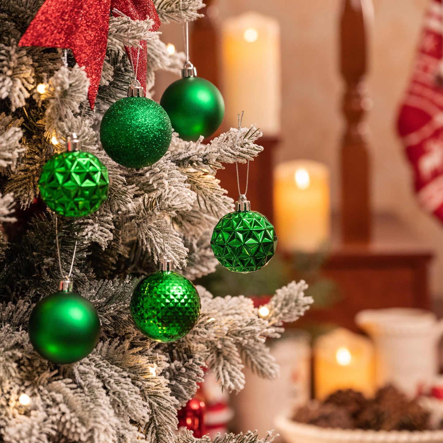 Valery Madelyn Christmas Tree Decorations Ornament Set, 50ct 2 Inches Emerald Green Shatterproof Christmas Ball Ornaments Hanging Xmas Holiday Party Decor